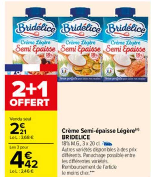 crème semi-épaisse légère bridélice
