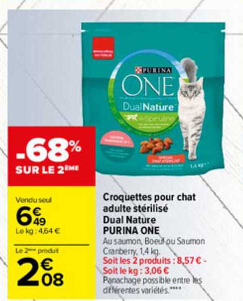 Croquettes Pour Chat Adulte Stérilisé Dual Nature Purina One