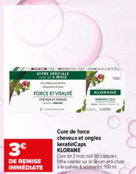 cure de force cheveux et ongles keratinCaps klorane