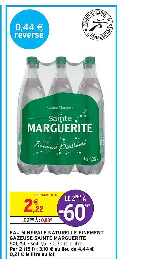 eau minérale naturelle finement gazeuse sainte marguerite