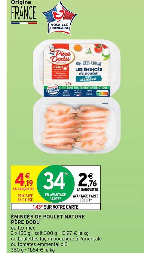 émincés de poulet nature père dodu