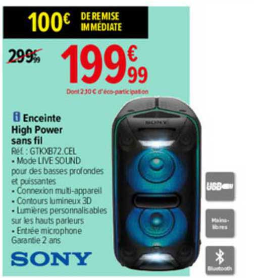 enceinte high power sans fil sony
