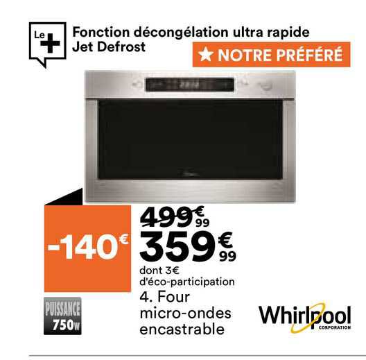 four micro-ondes encastrable whirlpool
