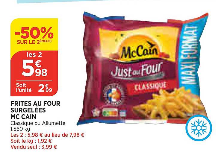 frites au four surgelées mc cain