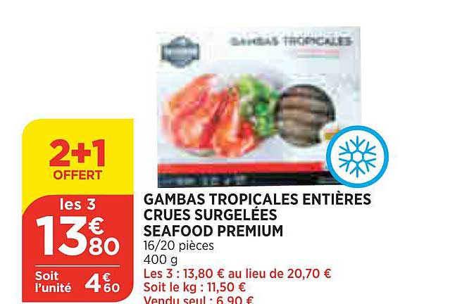 Gambas Tropicales Entières Crues Surgelées Seafood Premium