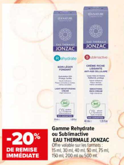 gamme rehydrate ou sublimactive eau thermale jonzac