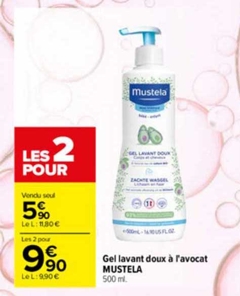 gel lavant doux à l'avocat mustela