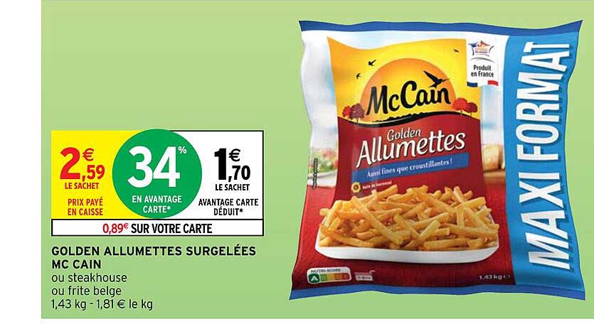 golden allumettes surgelées mc cain