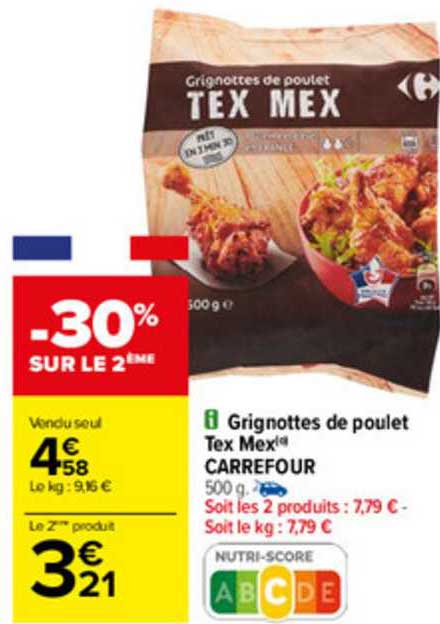 grignottes de poulet tex mex carrefour