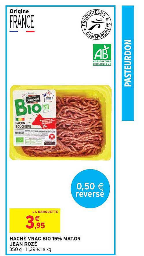 haché vrac bio 15% mat.gr. jean rozé