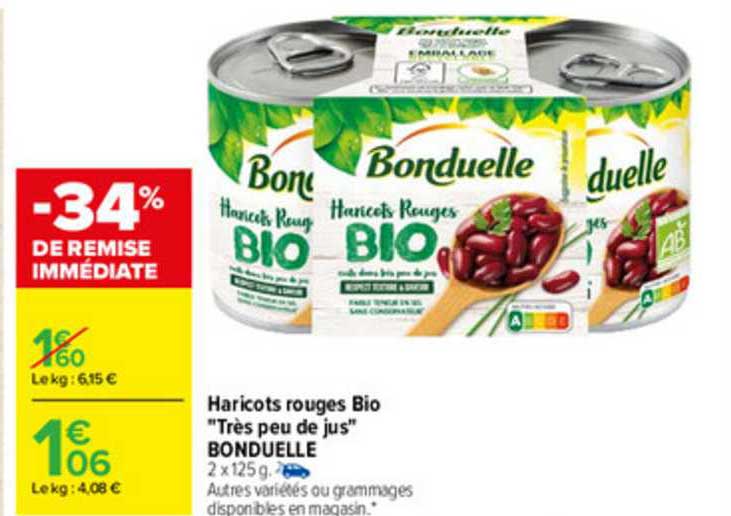 haricots rouges bio "très peu de jus "bonduelle"