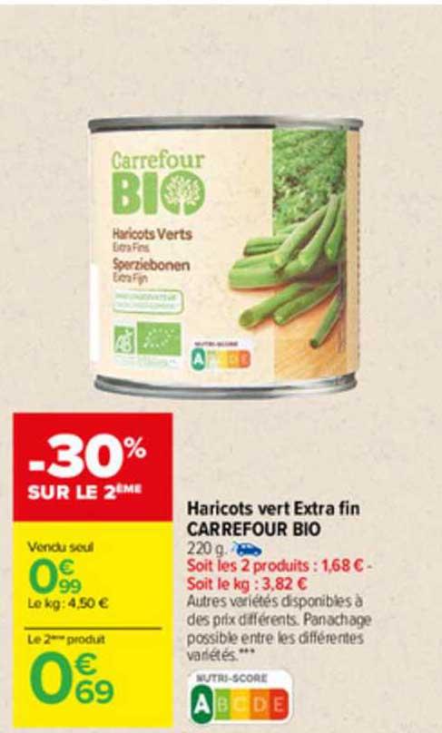 Haricots Vert Extra Fin Carrefour Bio