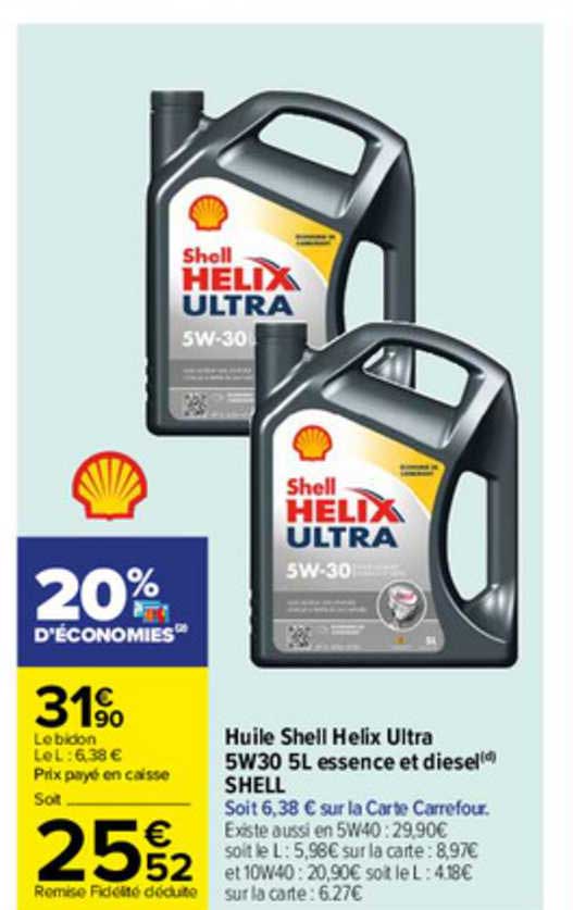 huile shell helix ultra 5w30 5l essence et diesel shell