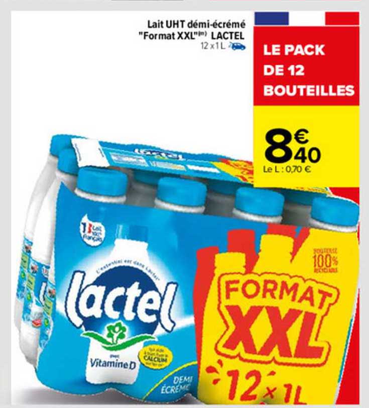 lait uht démi-écrémé "format xxl" lactel