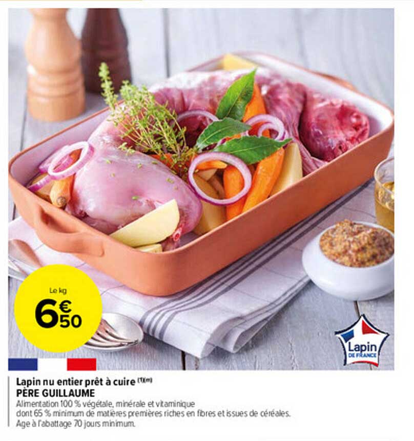 lapin nu entier prêt à cuire père guillaume