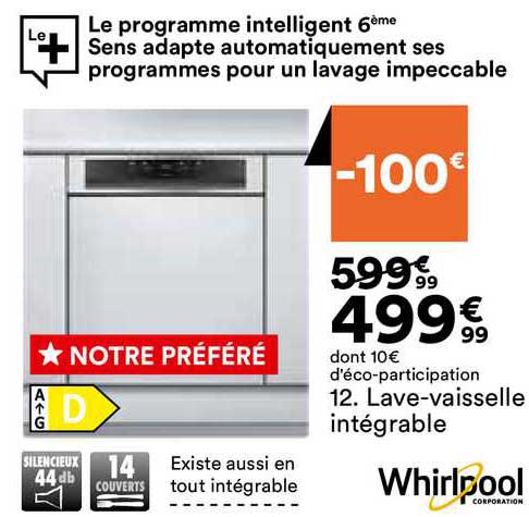 lave-vaisselle intégrable whirlpool