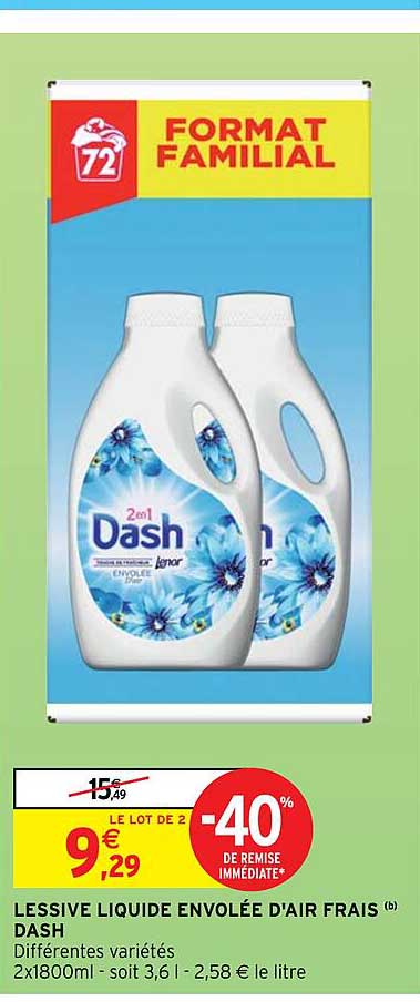 lessive liquide envolée d'air frais dash