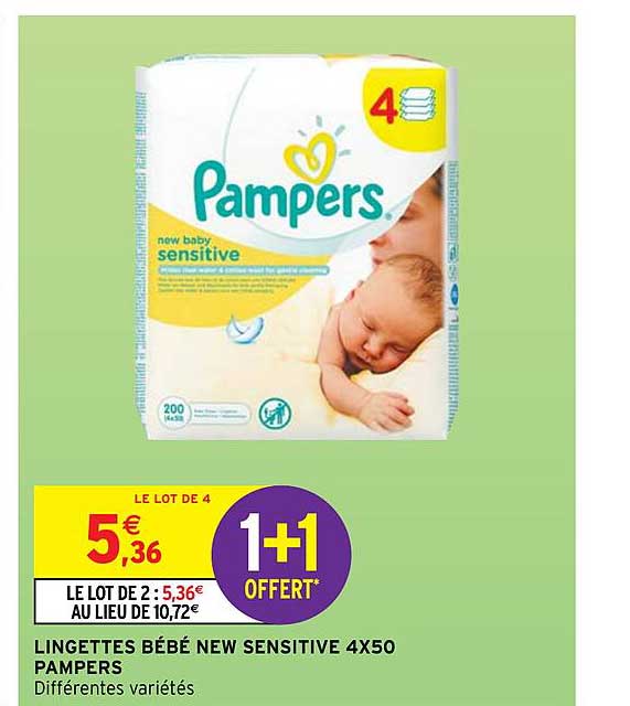 lingettes bébé new sensitive 4x50 pampers
