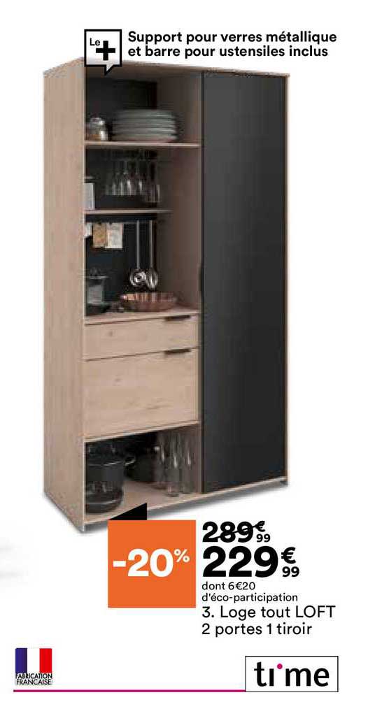 loge tout loft 2 portes 1 tiroir time