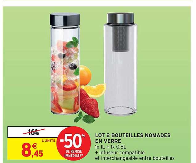 Lot 2 Bouteilles Nomades En Verre