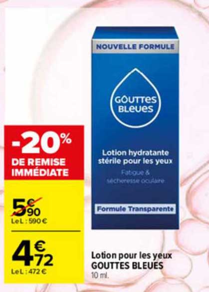 lotion pour les yeux gouttes bleues