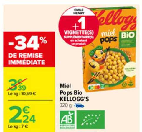 miel pops bio kellogg's