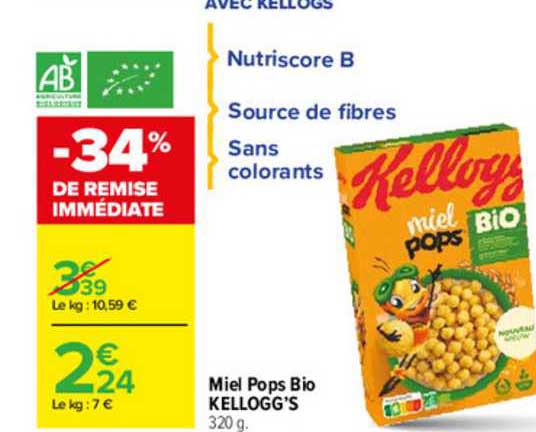 miel pops bio kellogg's