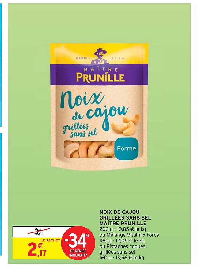 noix de cajou grillées sans sel maître prunille