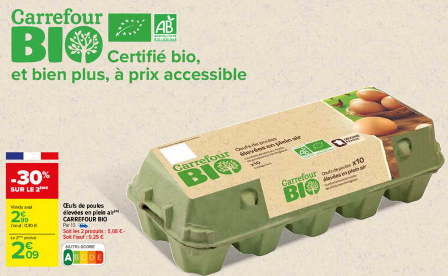 oeufs de poules élevées en plein air carrefour bio