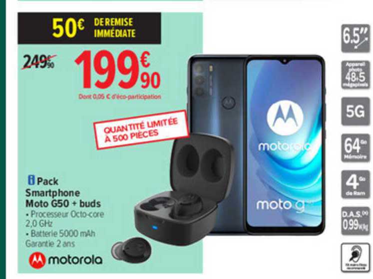 pack smartphone moto g50 + buds  motorola