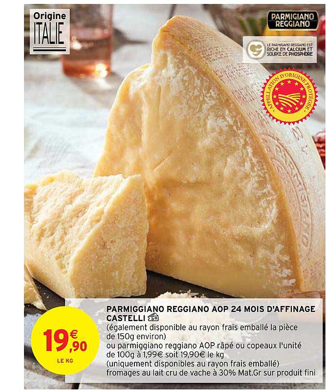 parmiggiano reggiano aop 24 mois d'affinage castelli