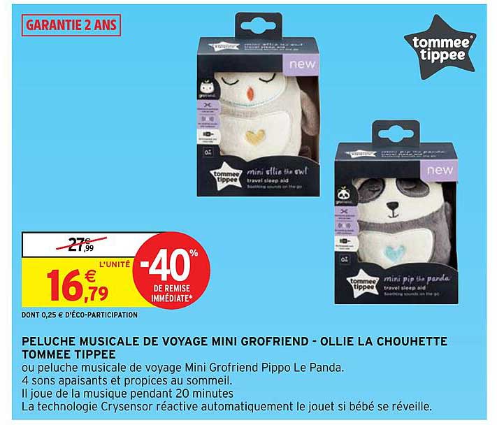 Peluche Musicale De Voyage Mini Grofriend - Ollie La Chouhette Tommee Tippee