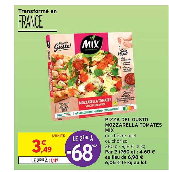 Pizza Del Gusto Mozzarella Tomates Mix