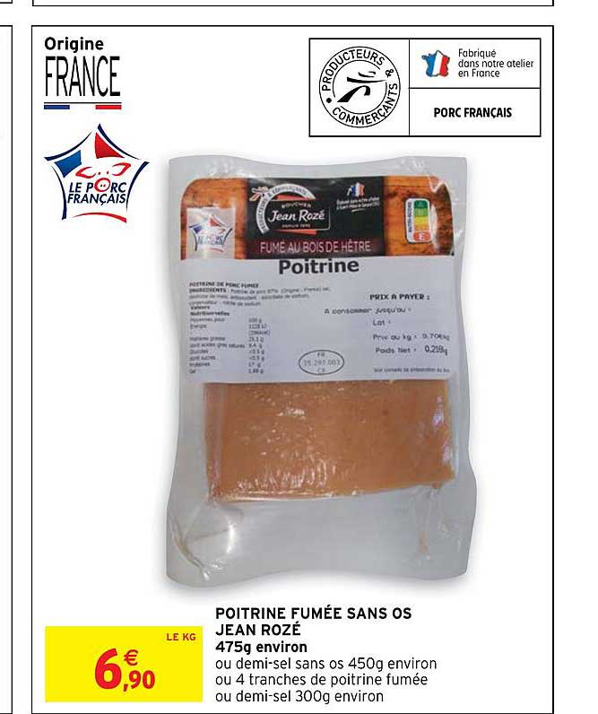 poitrine fumée sans os jean rozé