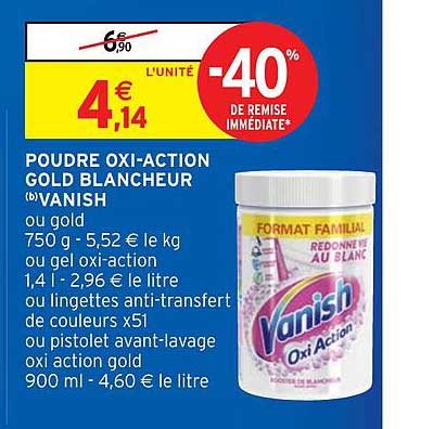 Poudre Oxi-action Gold Blancheur Vanish