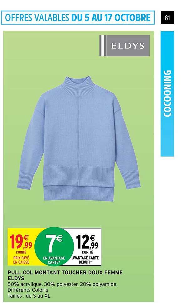 pull col montant toucher doux femme eldys