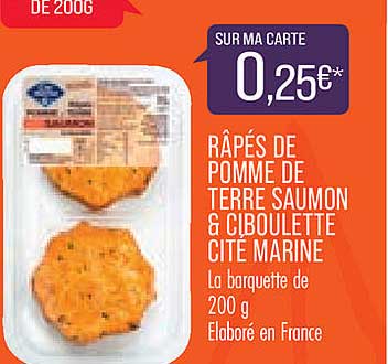 râpés de pomme de terre saumon & ciboulette cité marine