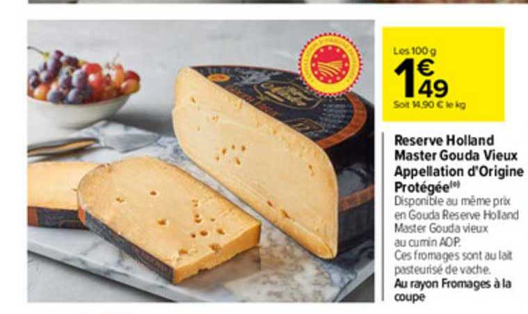 reserve holland master gouda vieux appellation d'origine protégée