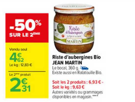 riste d'aubergines bio jean martin