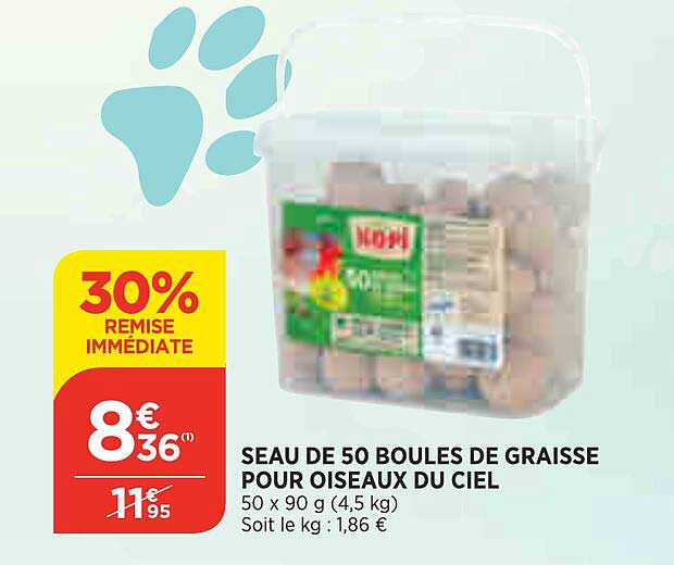 Seau De 50 Boules De Graisse Pour Oiseaux Du Ciel