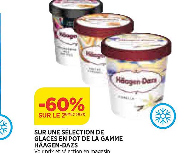 sélection de glaces en pot de la gamme häagen-dazs