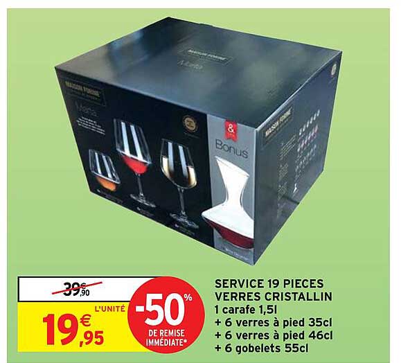 service 19 pièces verres cristallin