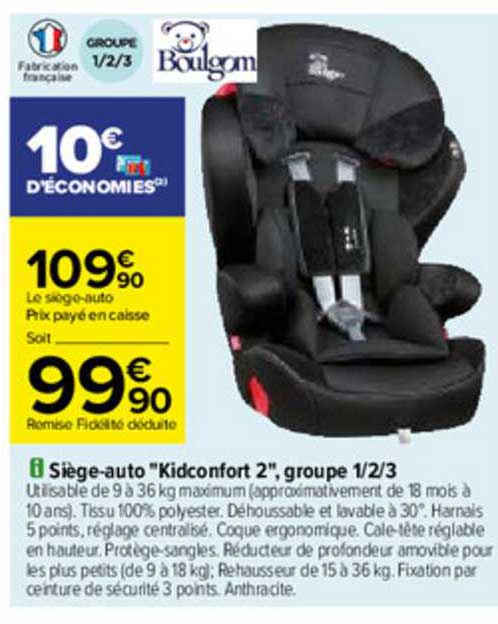 Siège-auto "kidconfort 2", Groupe 1-2-3 Boulgom