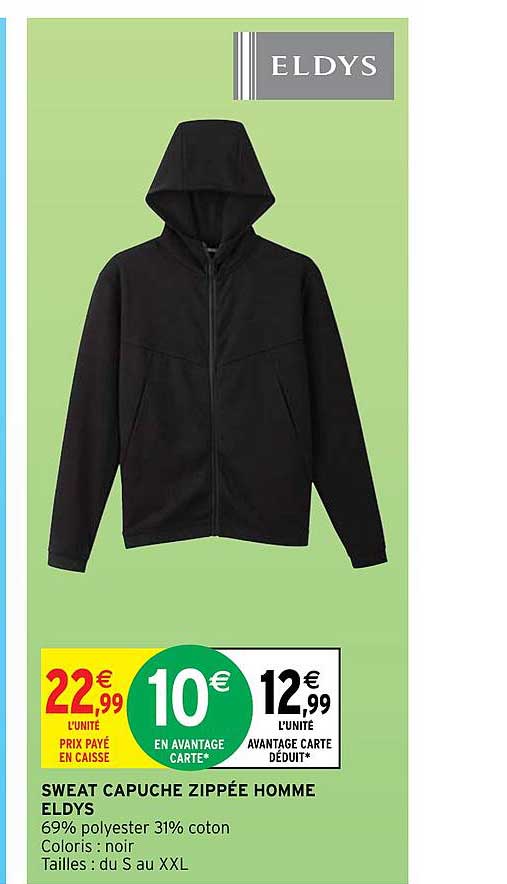 sweat capuche zippée homme eldys