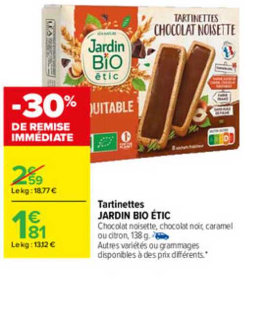 Tartinettes Jardin Bio étic