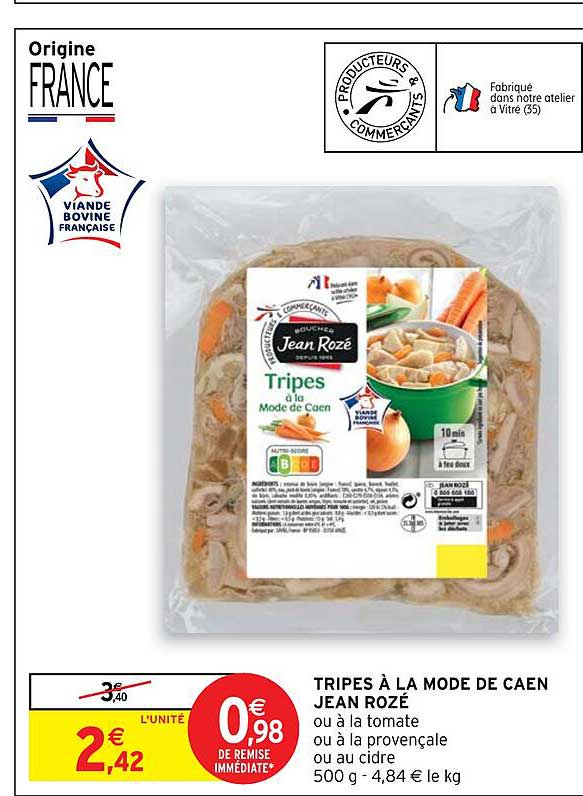 tripes à la mode de caen jean rozé