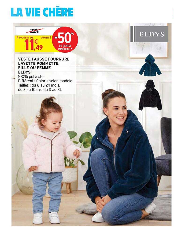 Veste Fausse Fourrure Layette Pommette, Fille Ou Femme Eldys