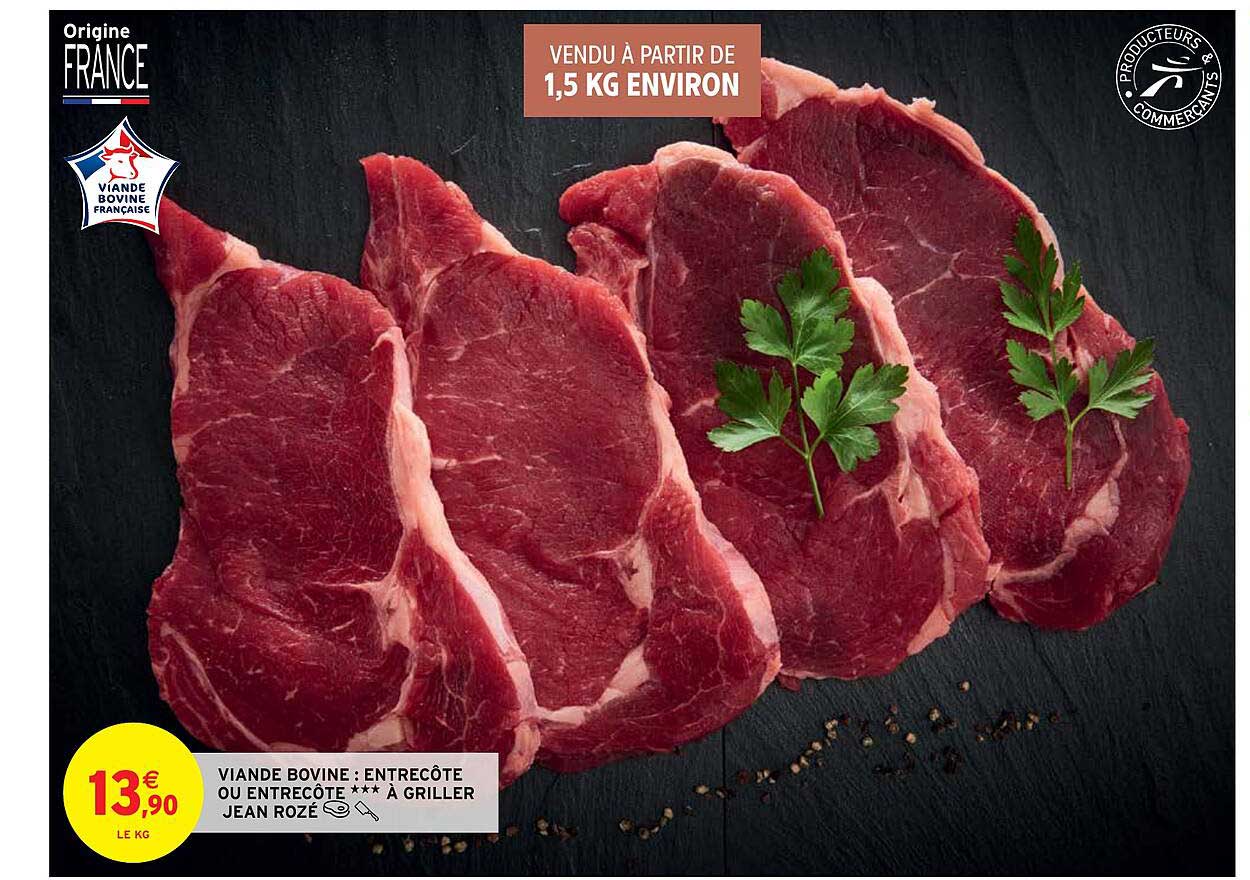 viande bovine : entrecôte ou entrecôte *** à griller jean rozé