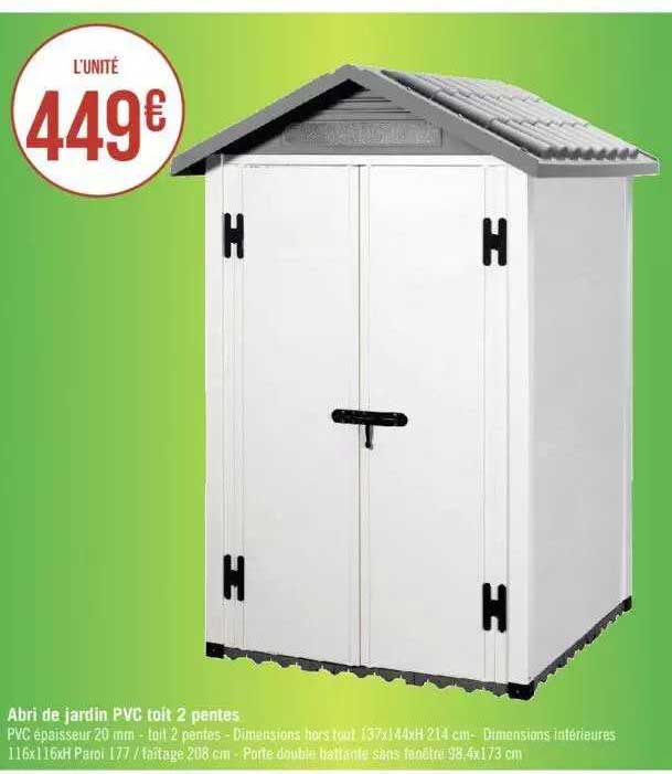 abri de jardin pvc toit 2 pentes