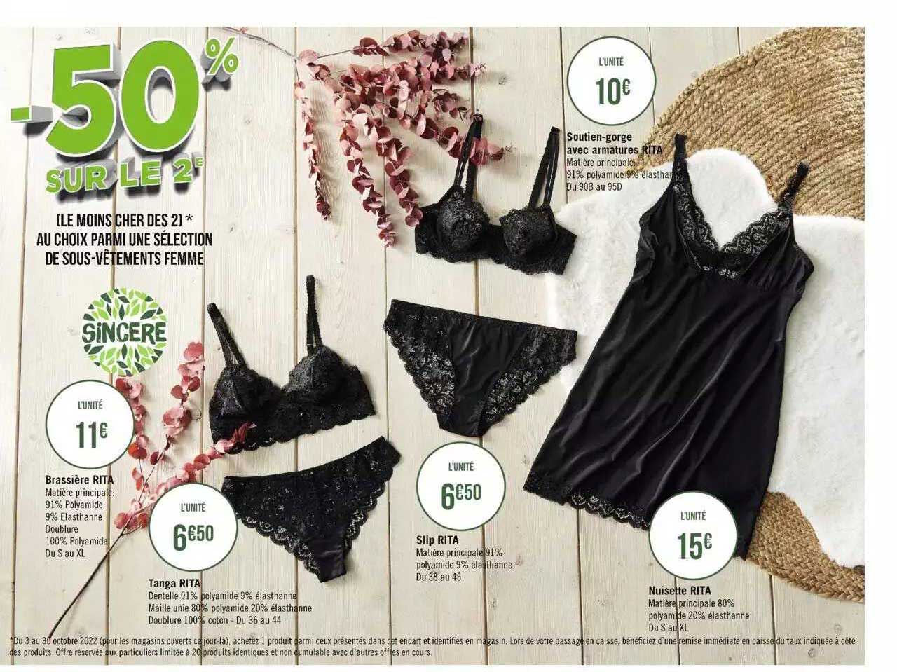 brassière rita, tanga rita, slip rita, nuisette rita, soutien-gorge avec armatures rita